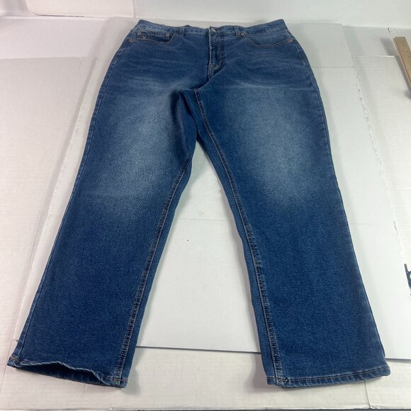 Frye Jeans Womens 35x28* High Rise Cropped Ankle Blue Faded Stretch Denim Tag 14 - Picture 1 of 16